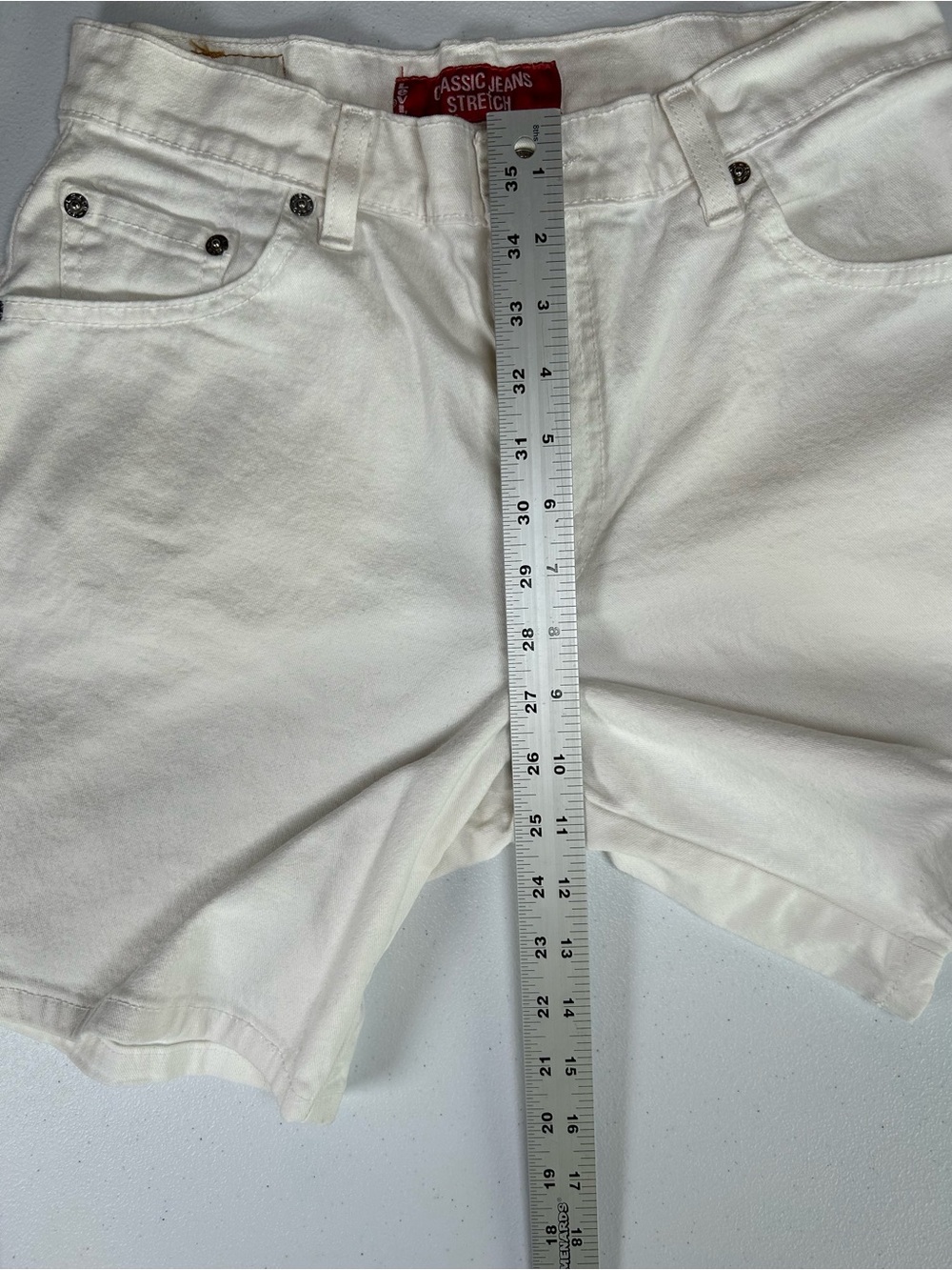 Vtg Y2K Levi’s White High Waisted Denim Shorts Stretch Jorts 8 - Picture 6 of 11